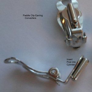 Earring Converters Pierced to Clip On 5 pair Paddle Clip Silvertone